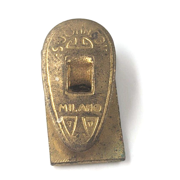 VTG Fiat Italian Automobile Red Gold Tone Enamel Lapel Button Hole Badge Milano - Picture 5 of 8